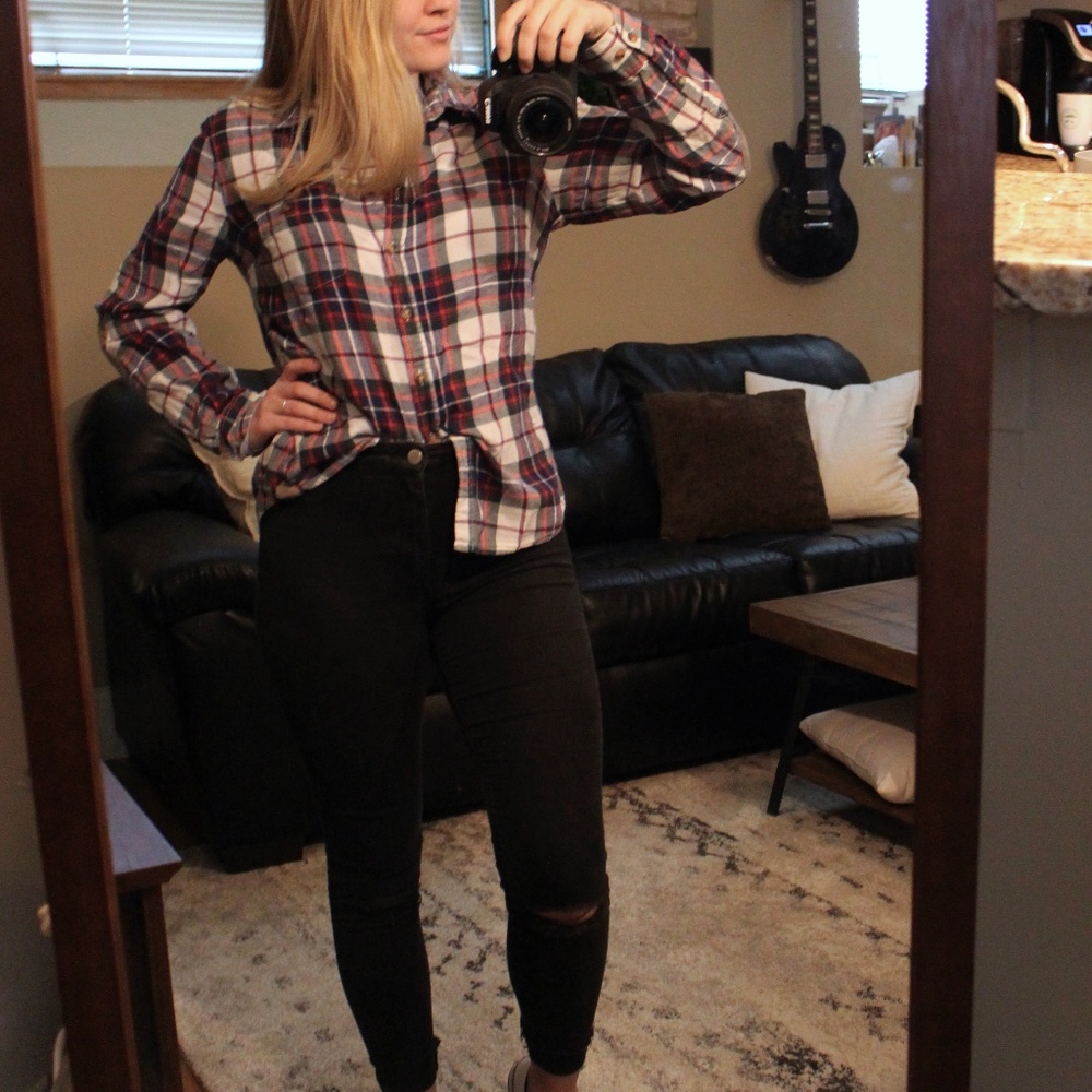 H&M Red and White Flannel